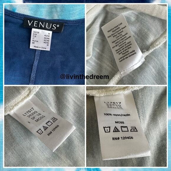 C06 Venus Long Sleeve Lightweight V Neck Tie Dye Cover Up Dress SZ M $49 - Picture 13 of 13